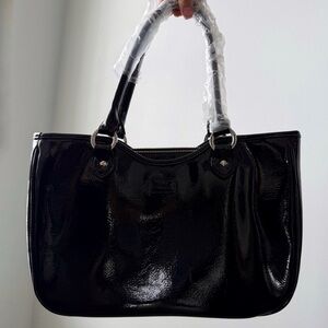 Lulu Guinness Black Patent Top Handle Tote